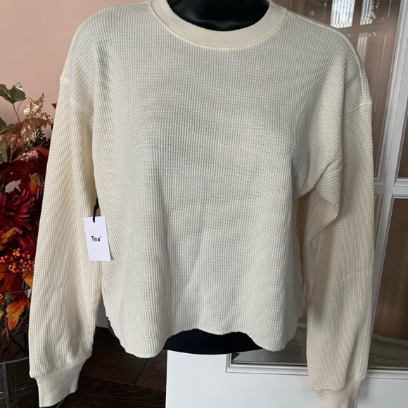 NWOT TNA Alamo waffle knit long sleeve top - Picture 1 of 6